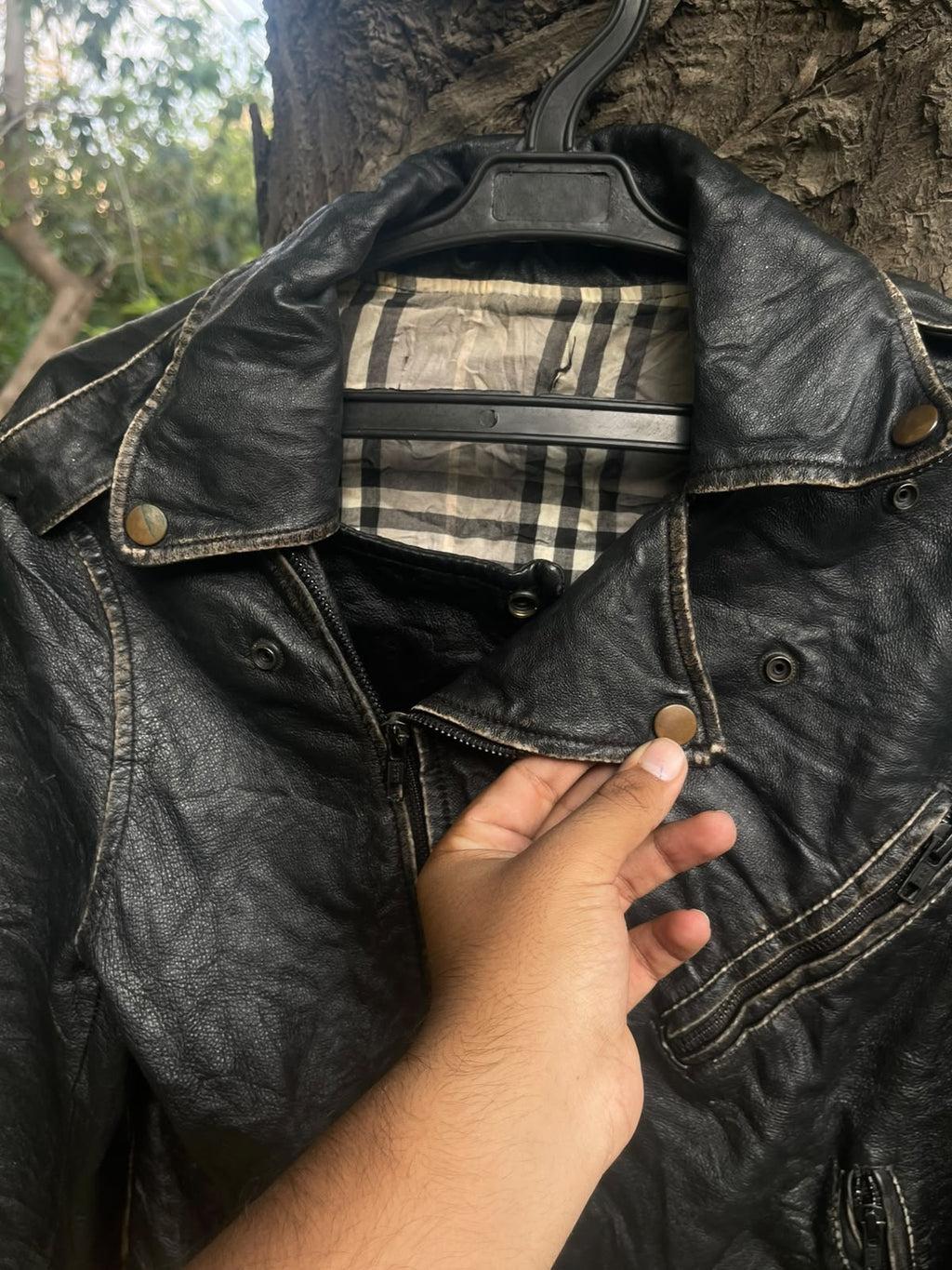 Vintage washed genuine leather racing late 1990's jacket