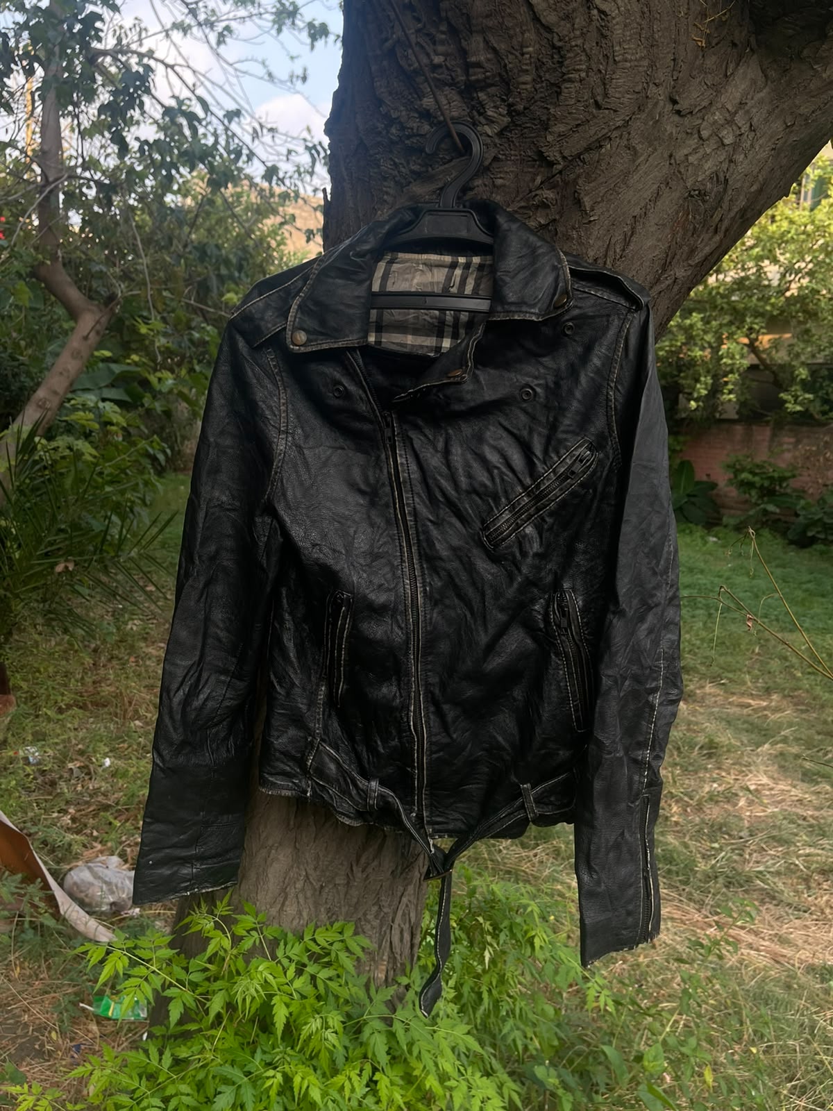 Vintage washed genuine leather racing late 1990's jacket