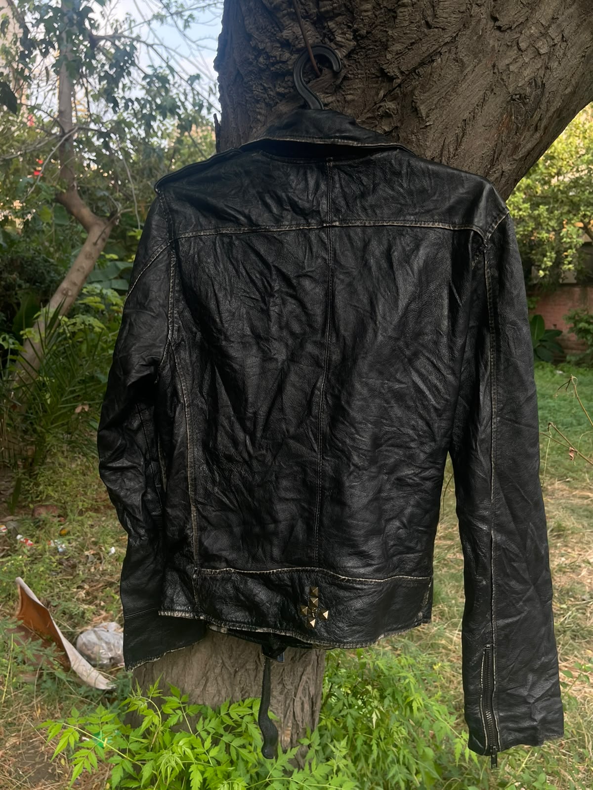 Vintage washed genuine leather racing late 1990's jacket