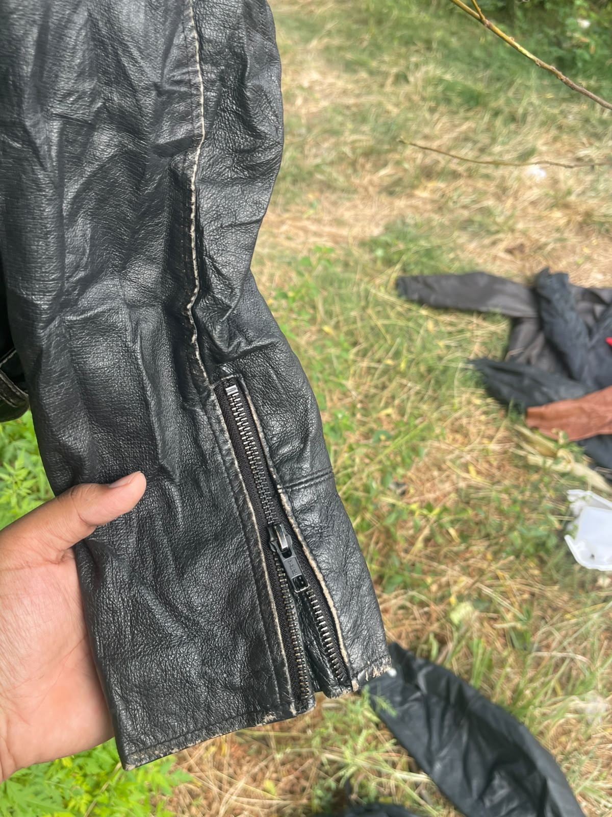 Vintage washed genuine leather racing late 1990's jacket