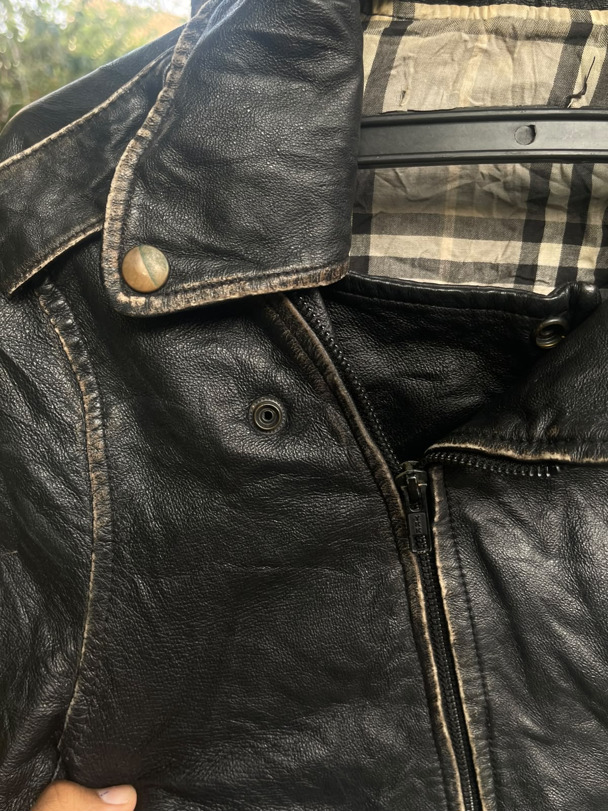 Vintage washed genuine leather racing late 1990's jacket