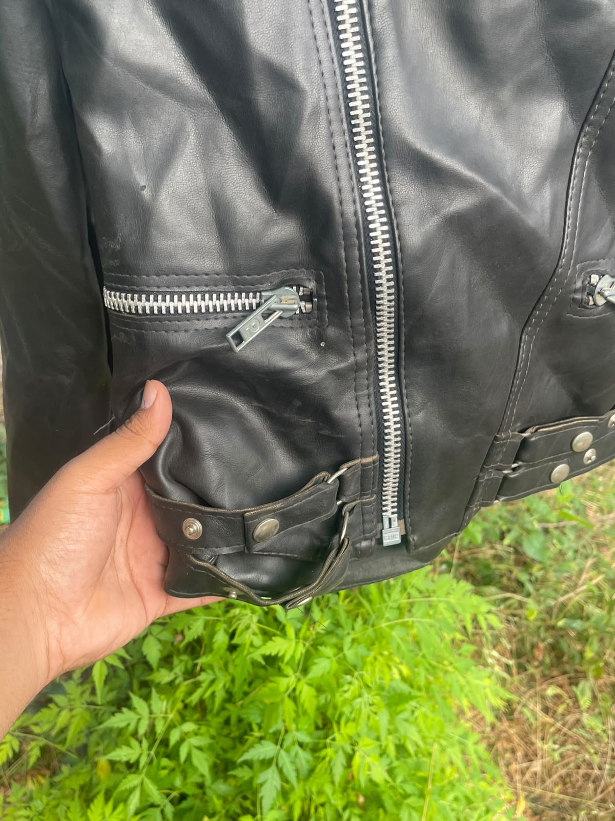 Heavy leather 90s racing jacket