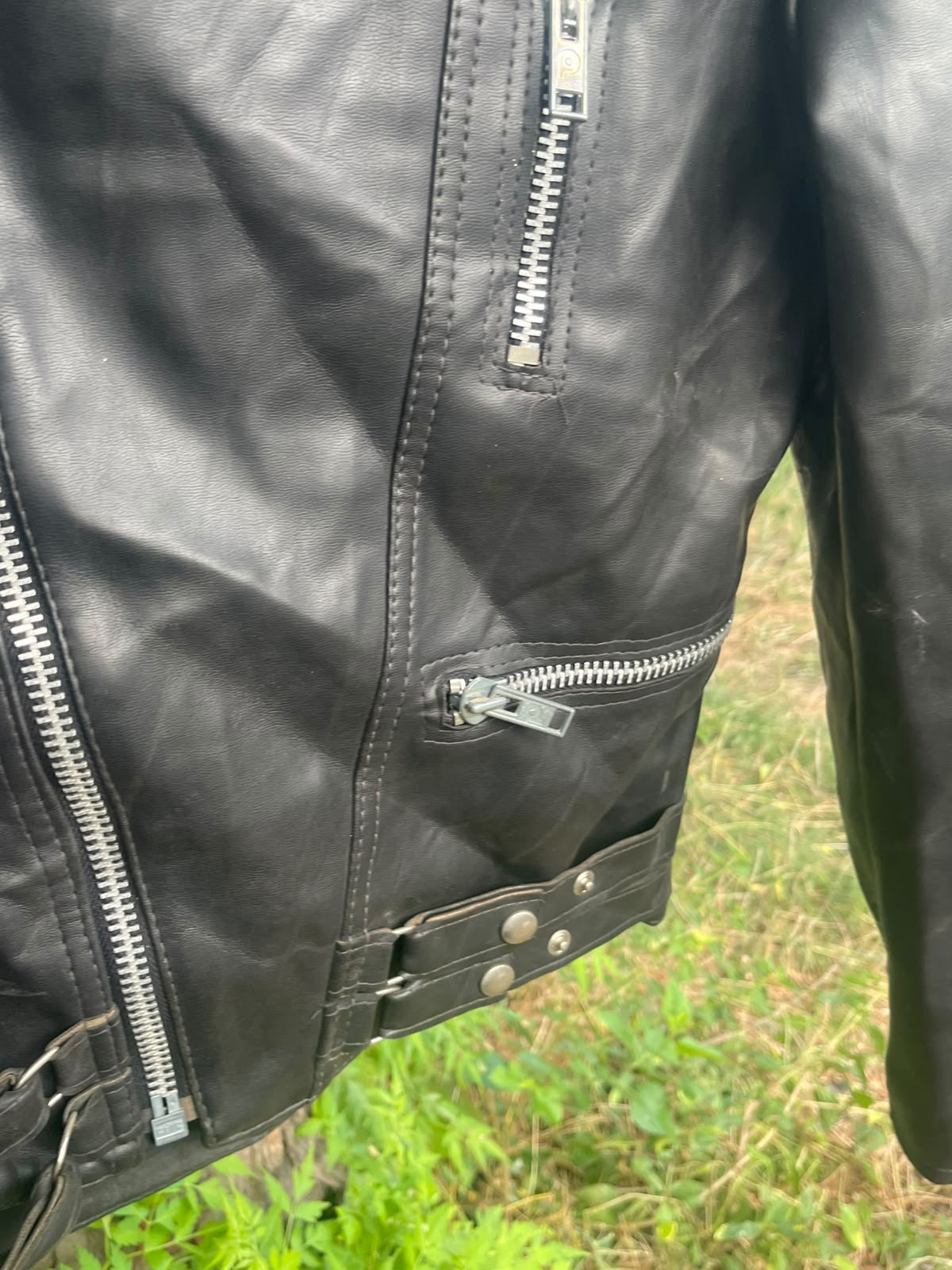 Heavy leather 90s racing jacket