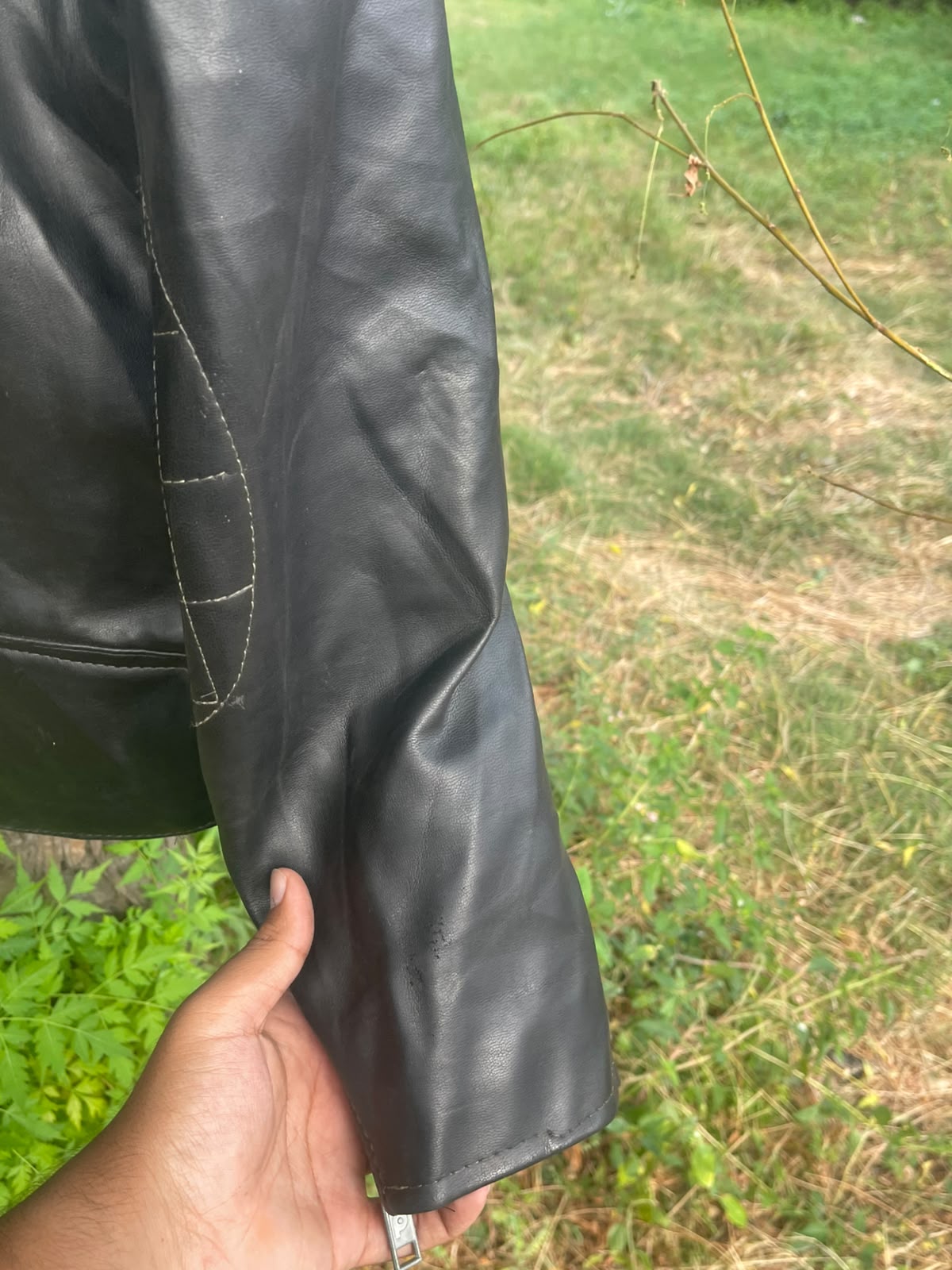 Vintage 90s washed genuine leather withh crazyy patterns jacket