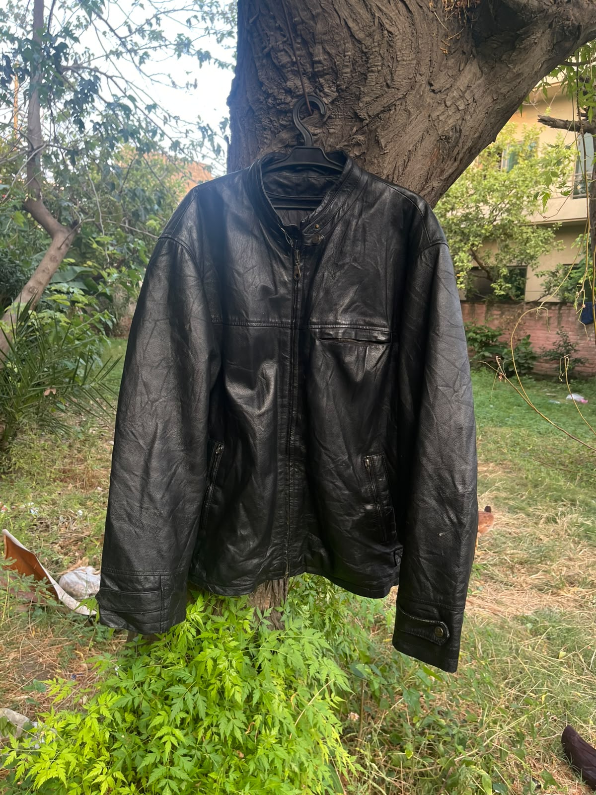 Vintage late 90s genuine leather strap jacket