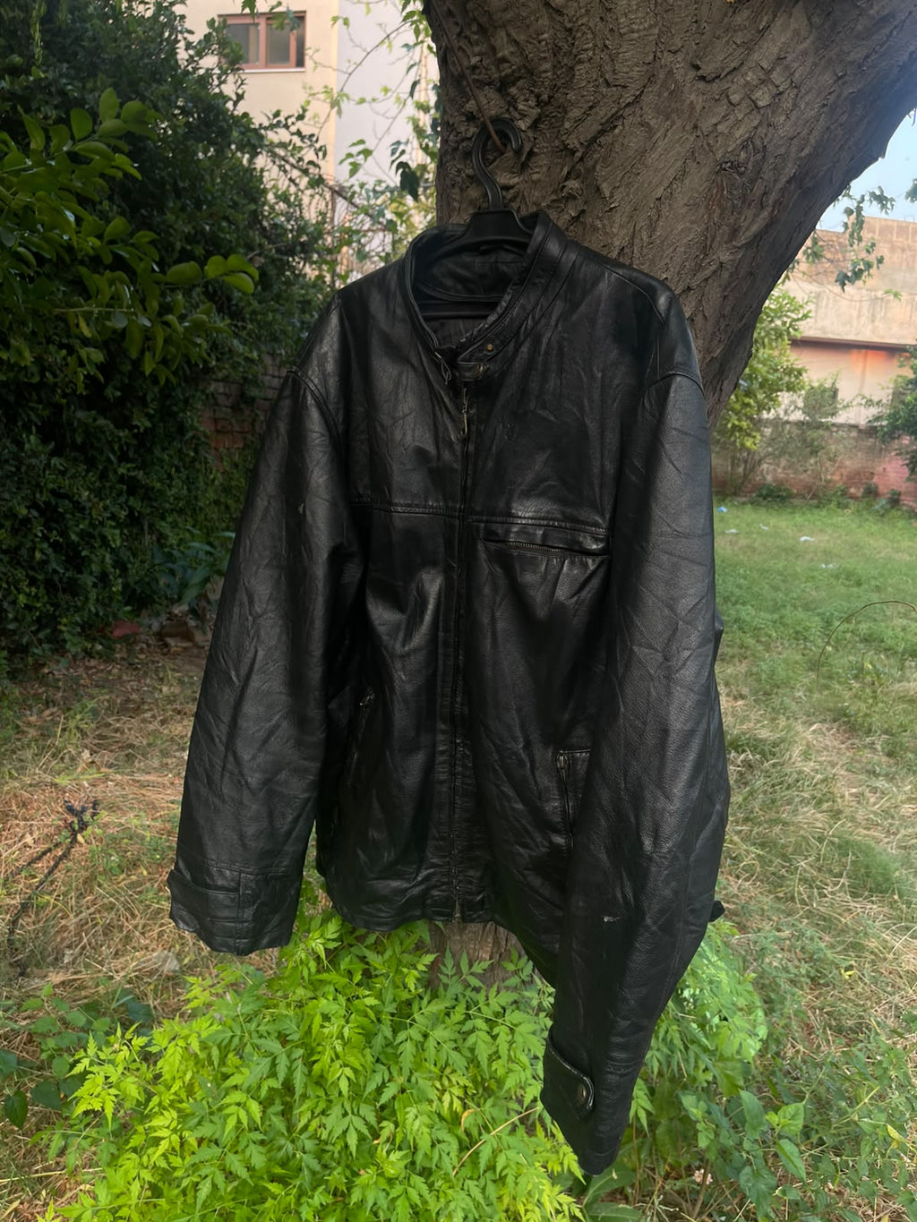 Vintage late 90s genuine leather strap jacket