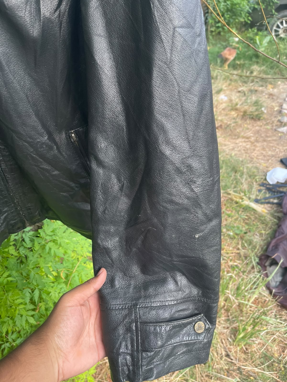 Vintage late 90s genuine leather strap jacket
