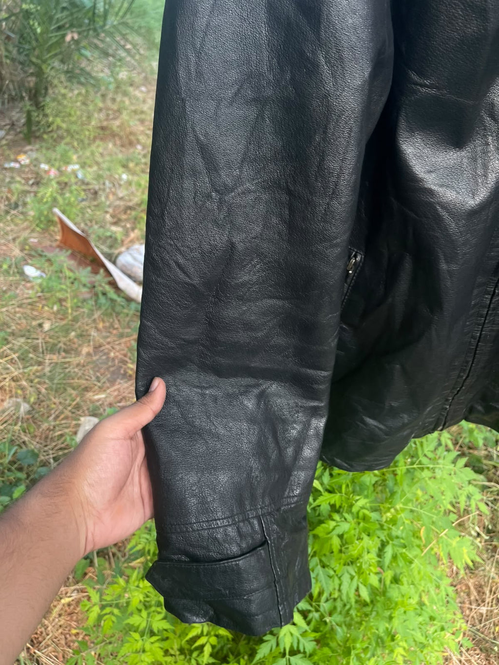 Vintage late 90s genuine leather strap jacket