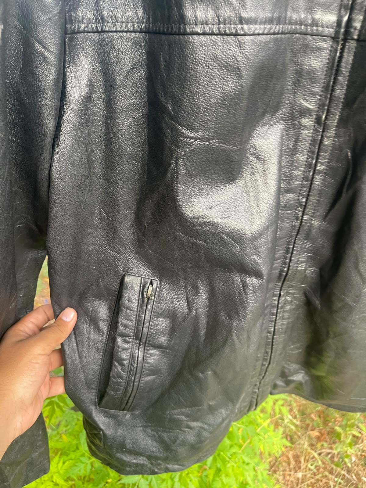 Vintage late 90s genuine leather strap jacket