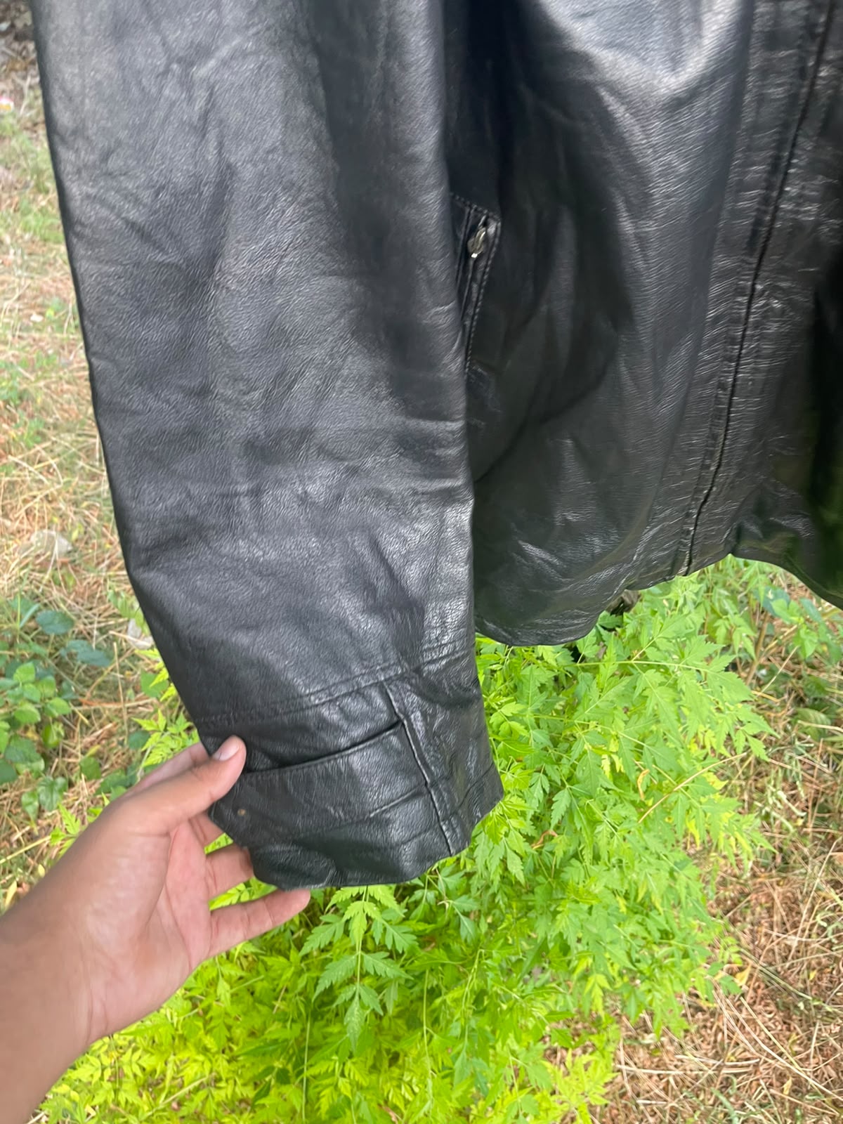 Vintage late 90s genuine leather strap jacket