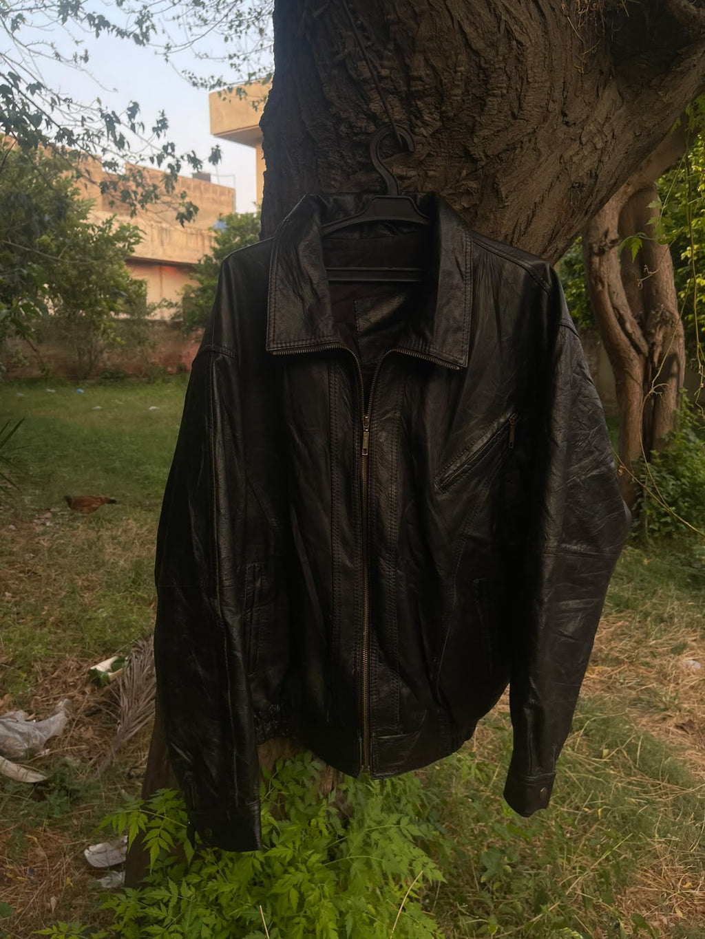 Heavyweight full grain genuine leather 90s jacket