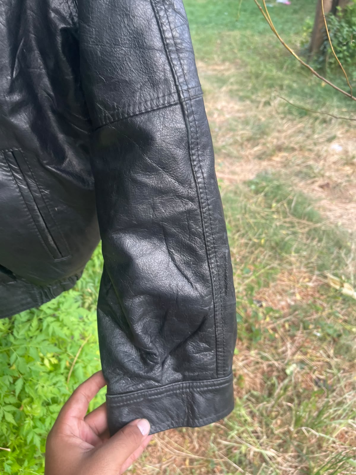 Heavyweight full grain genuine leather 90s jacket