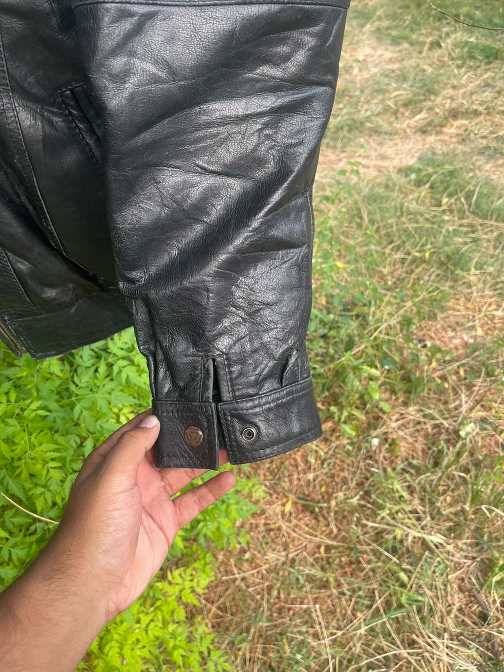 Heavyweight full grain genuine leather 90s jacket