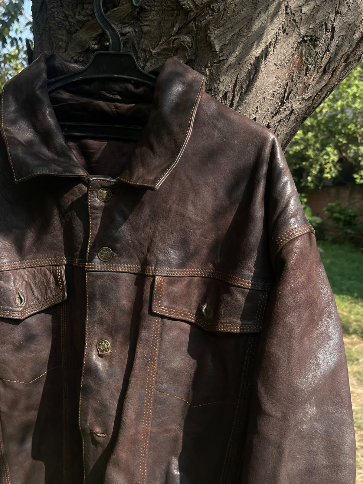 Vintage fullgrain heavyweight cowhide leather jacket