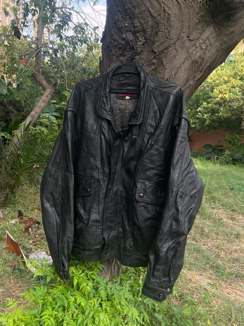 Vintage heavyweight genuine leather black jacket