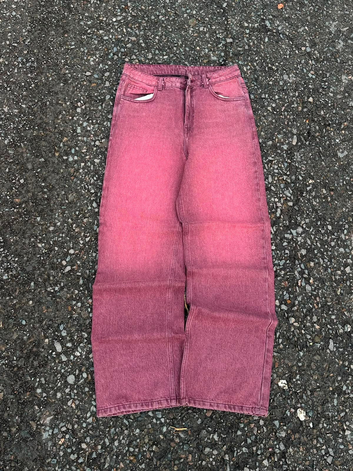 Vintage Wined Red Washed Baggy Wide Leg Denim (Rare)