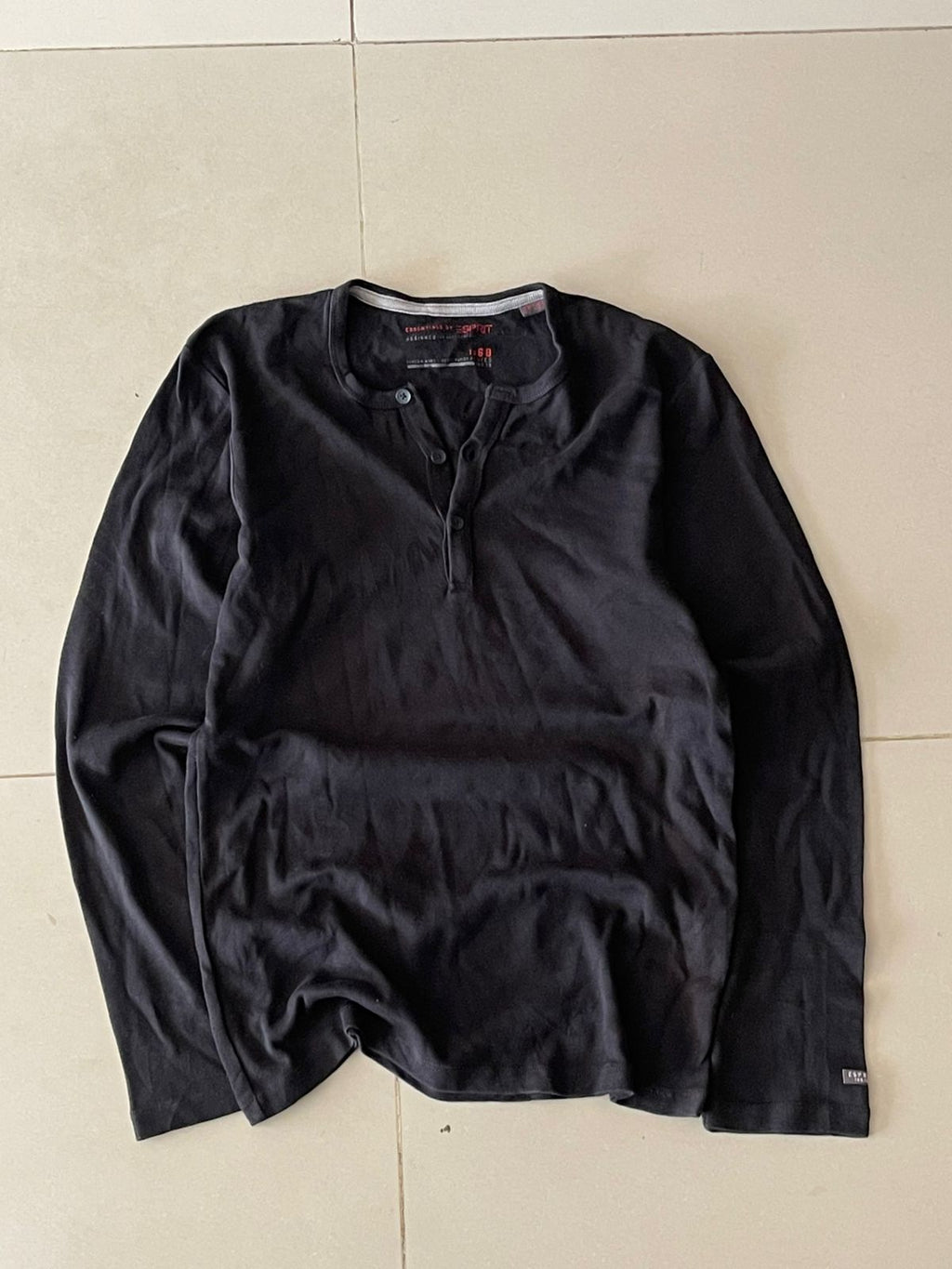 Black Knitted Fitted Henley