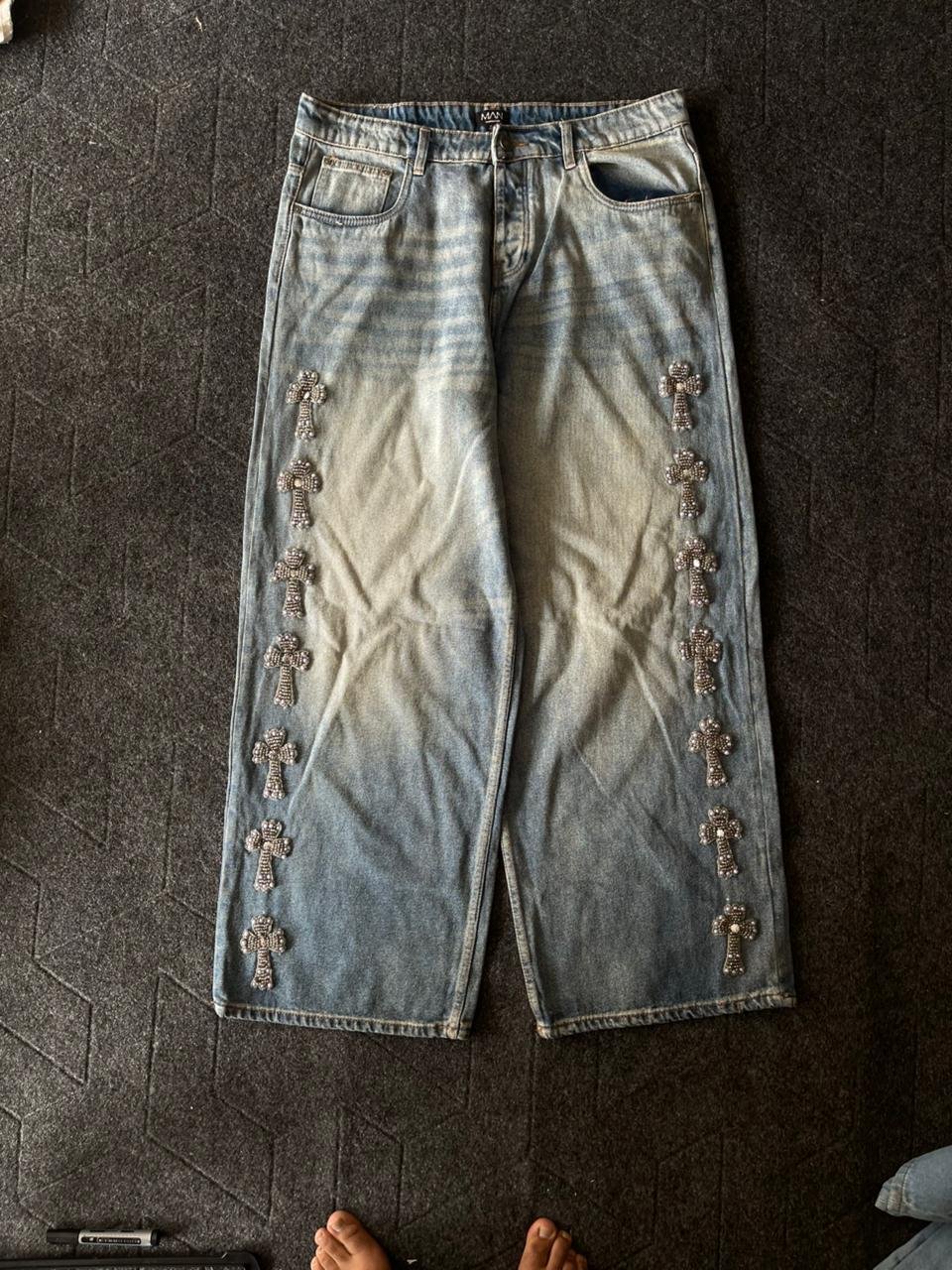 Super Baggy Y2K Tassel Cross Denim (So Rare)