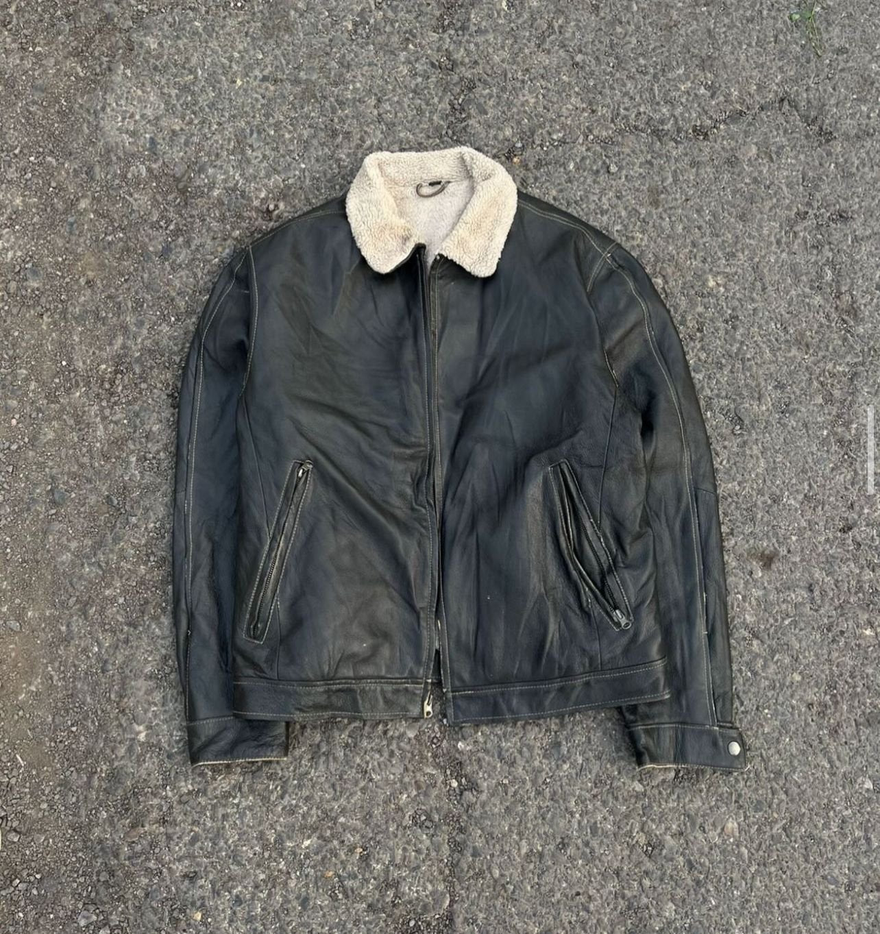 Vintage Leather Sherpa Jacket