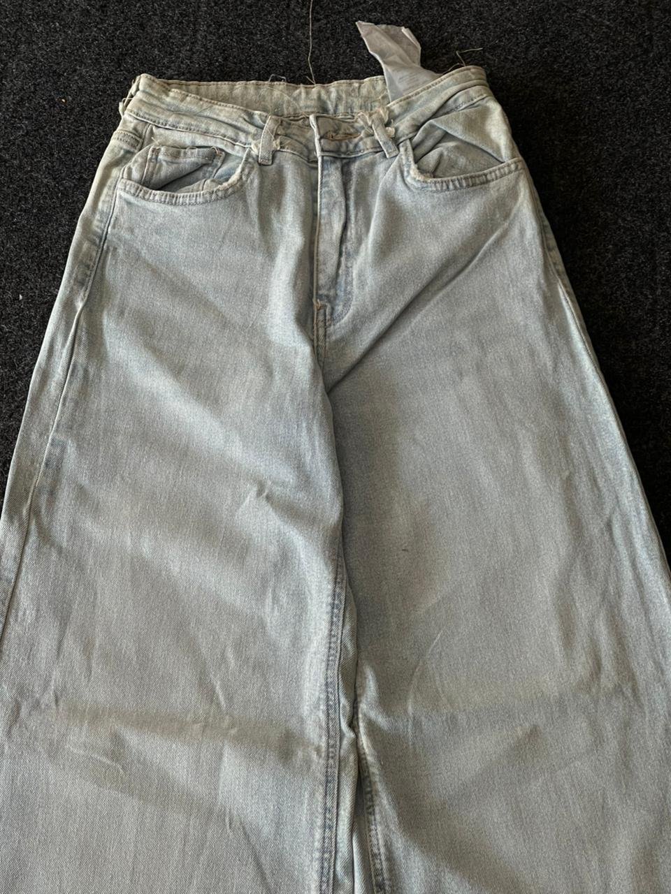 Vintage Sand Blue Wide Leg Baggy Jeans (Highwaisted)