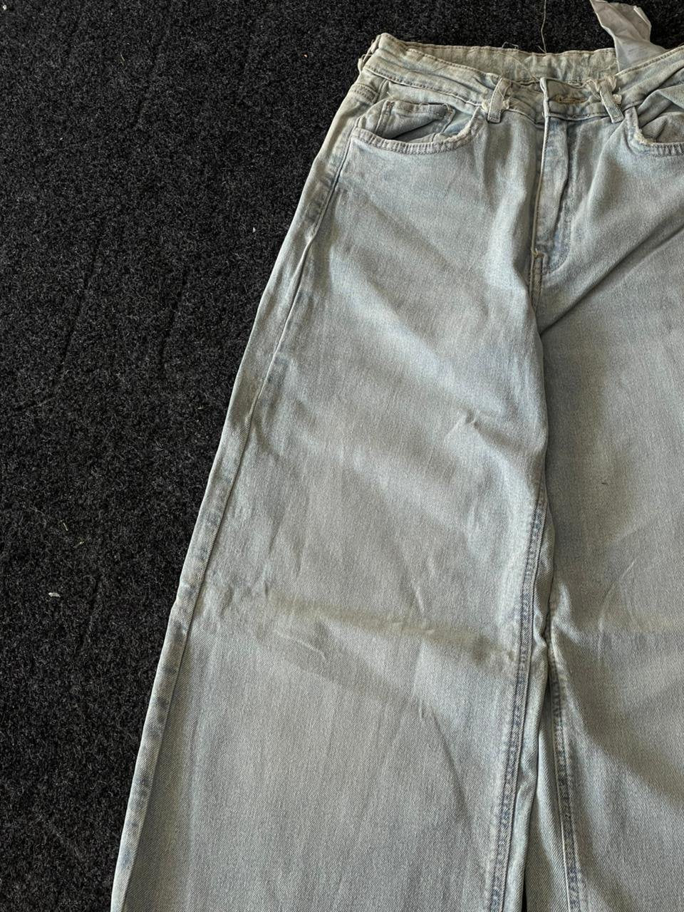 Vintage Sand Blue Wide Leg Baggy Jeans (Highwaisted)