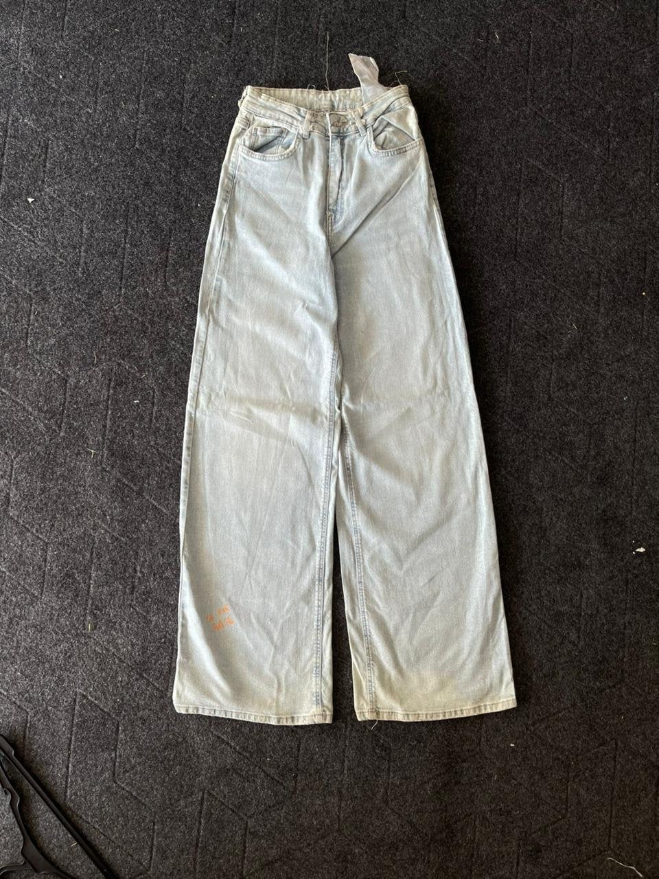 Vintage Sand Blue Wide Leg Baggy Jeans (Highwaisted)