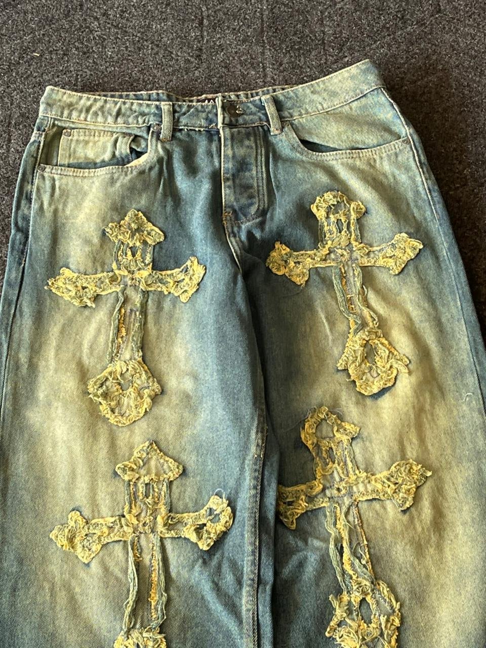 Wide Leg Baggy Vintage Washsed Bohooman Denim